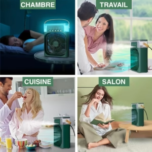 Refroidisseur d'Air Portable 3-en-1 - Ventilateur, Humidificateur & Climatiseur Personnel
