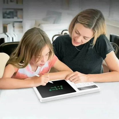 Calculatrice avec tablette d'écriture incassable.